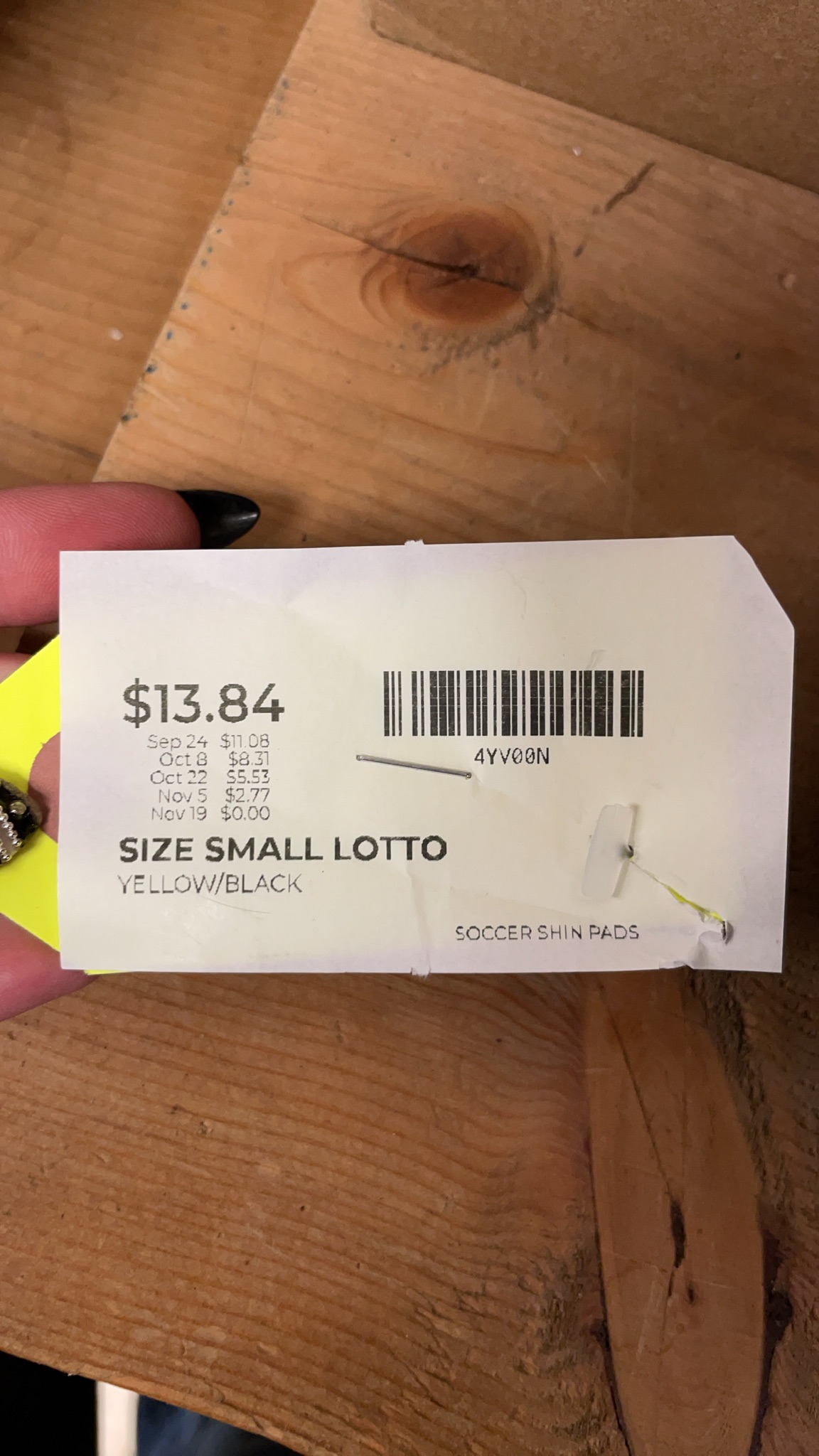 Lotto Soccer Shin Pads Size Small Yellow/Black