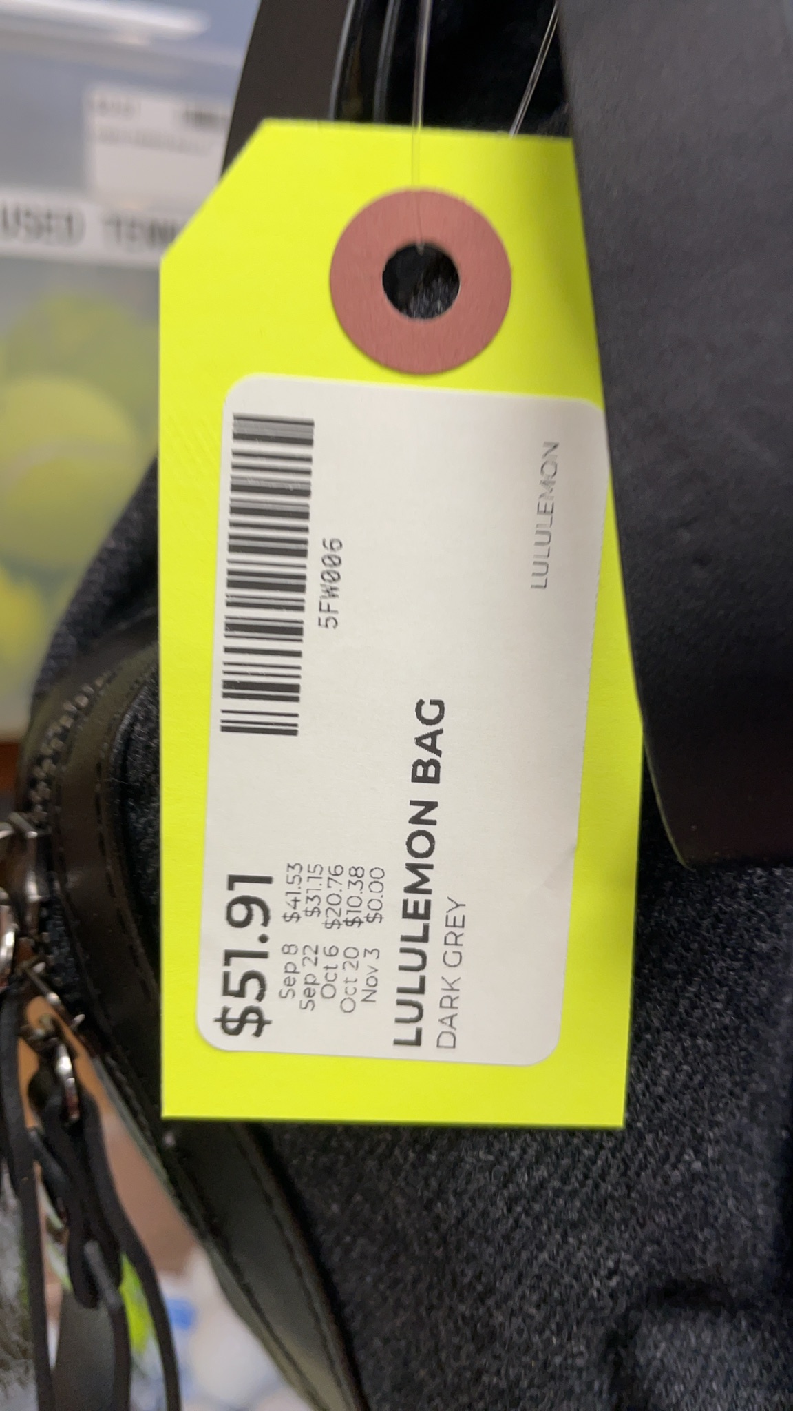 Lululemon Dark Grey Gym Bag