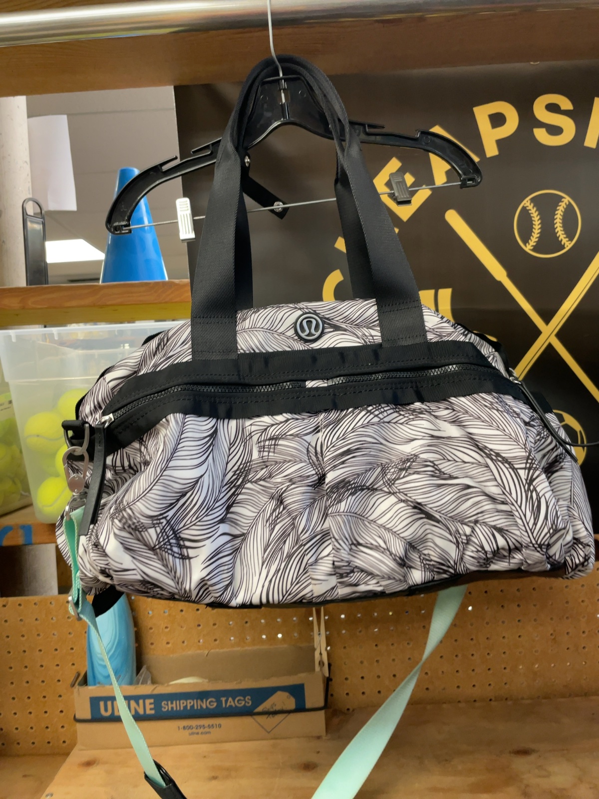 Lululemon Gym Bag White/Black Feather Print
