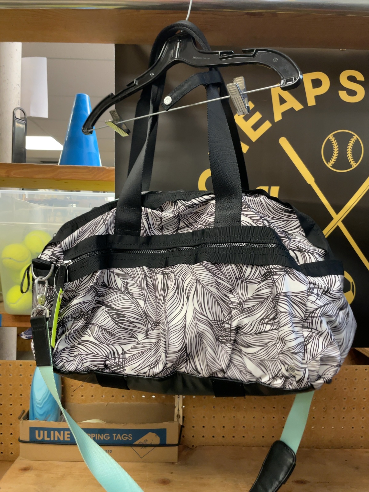 Lululemon Gym Bag White/Black Feather Print
