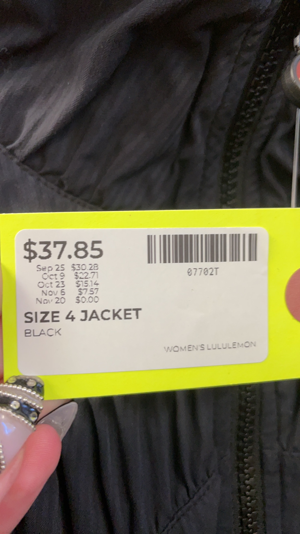 Lululemon Jacket Size 4 Black