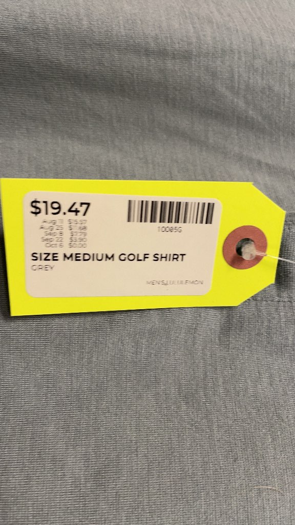 Lululemon Men's Golf Shirt, Grey, Size Medium