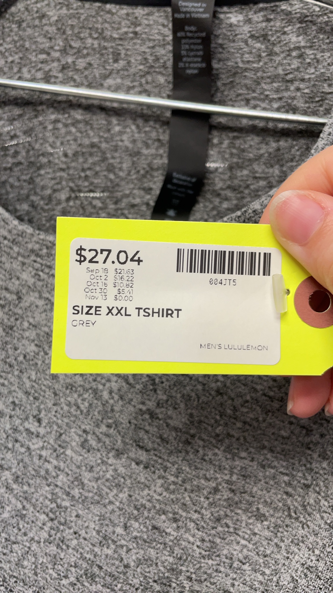 Lululemon Men's T-Shirt Size XXL Grey