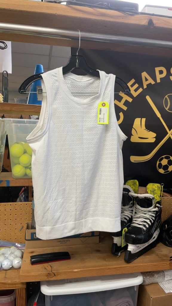 Lululemon Men's White Mesh Tank Top - Size Medium