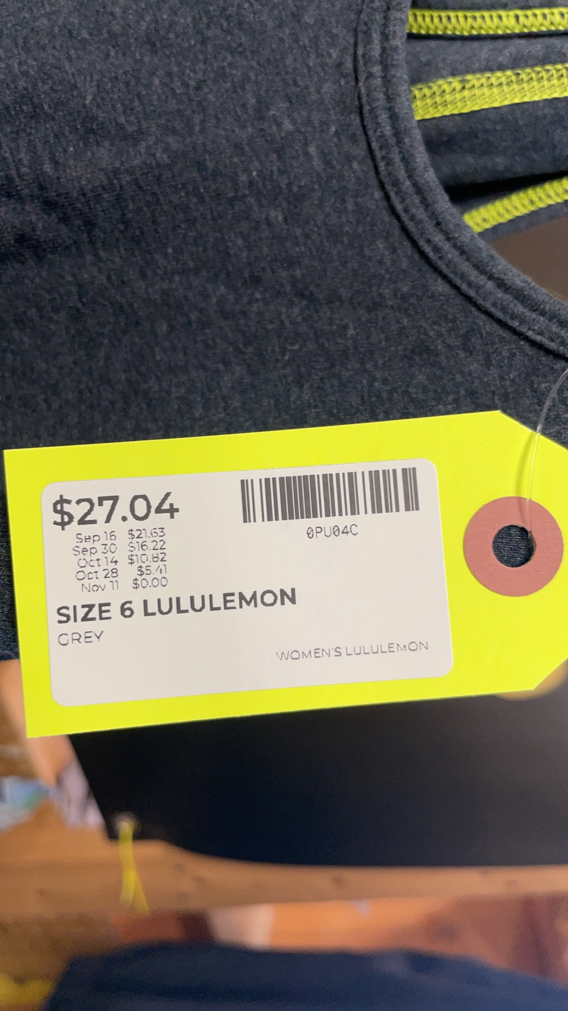 Lululemon Racerback Tank Top Size 6 Grey