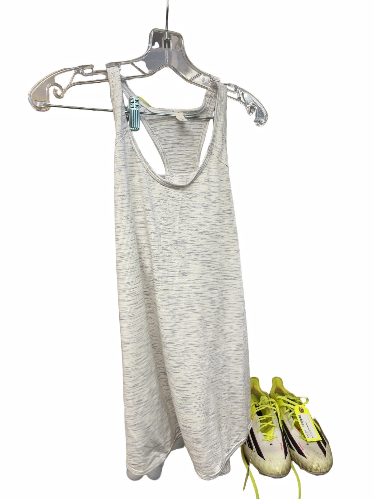 Lululemon Racerback Tank Top Size 6 White/Grey Heathered - image 1