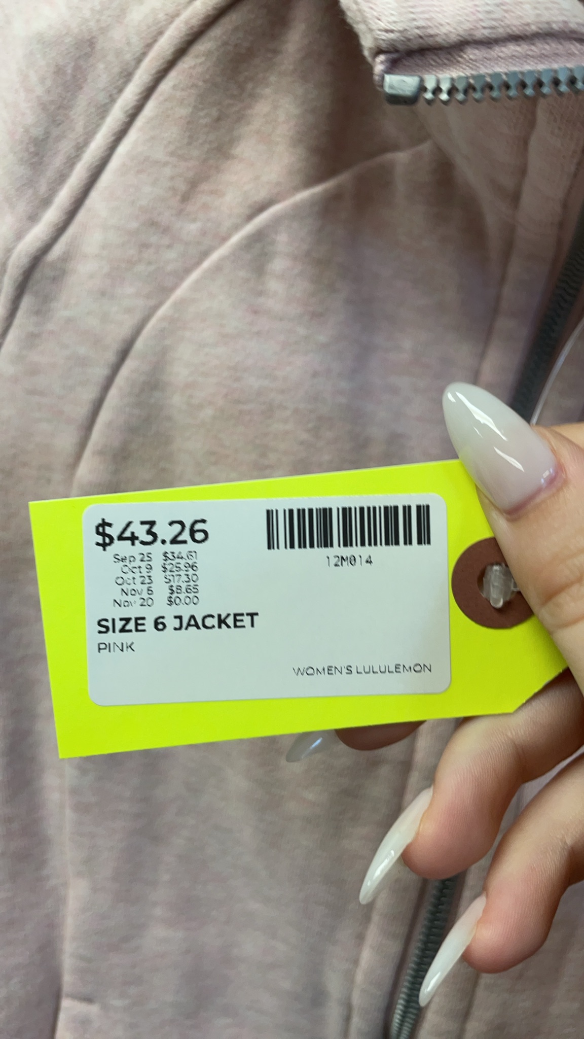Lululemon Scuba Full-Zip Hoodie Size 6 Pink