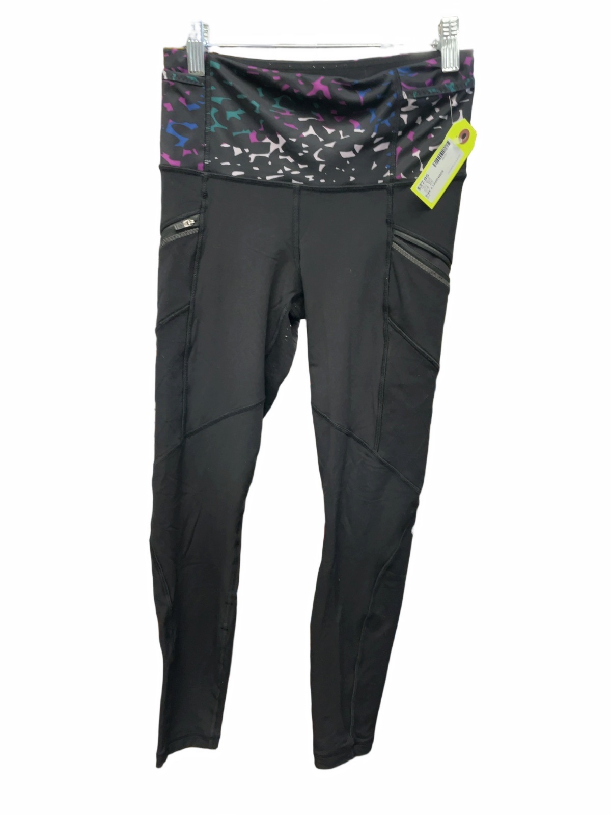 Lululemon Size 4 Leggings Black with Patterned Waistband - image 1