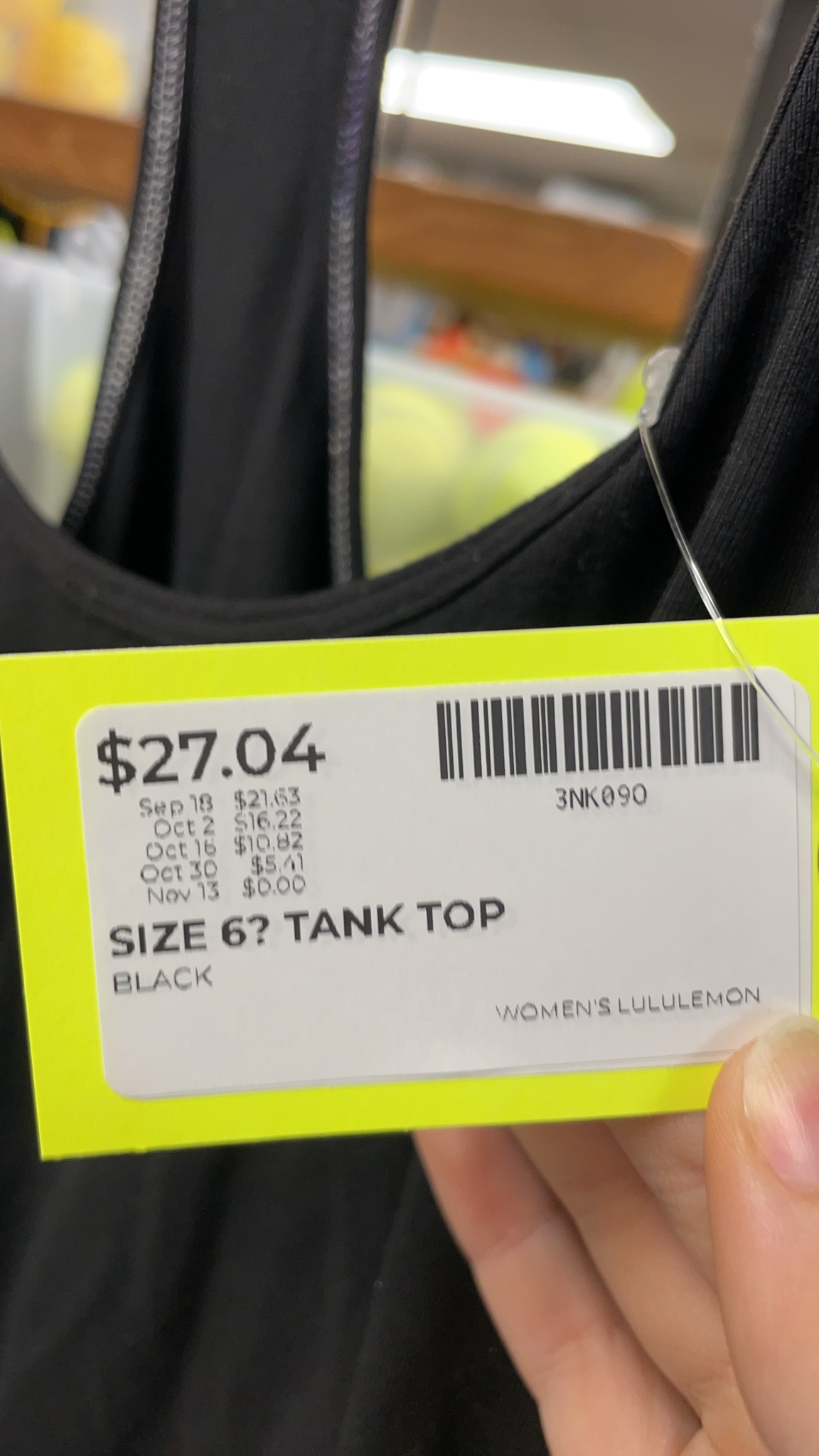 Lululemon Tank Top Size 6 Black
