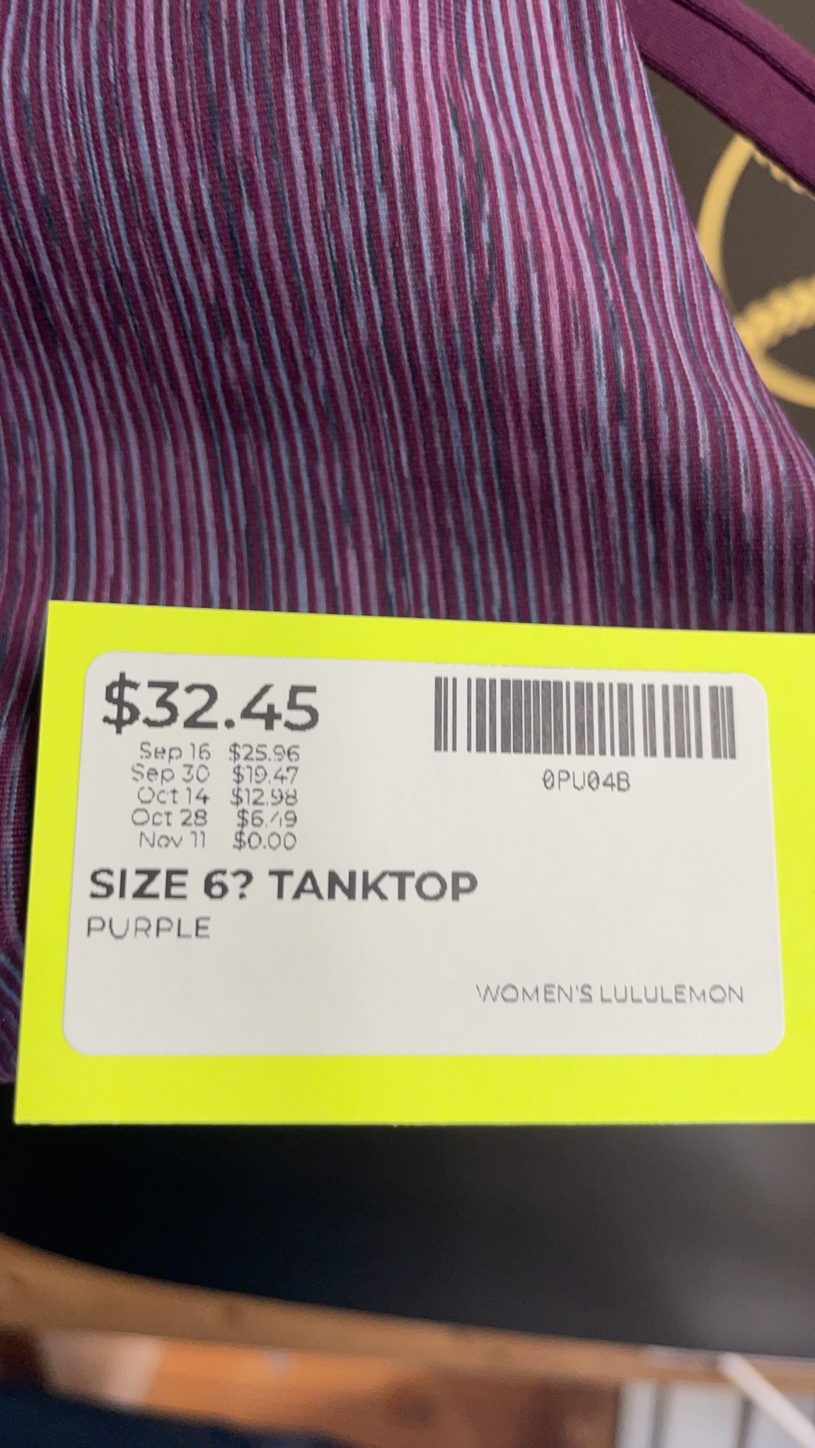 Lululemon Tanktop Size 6 Purple Heathered