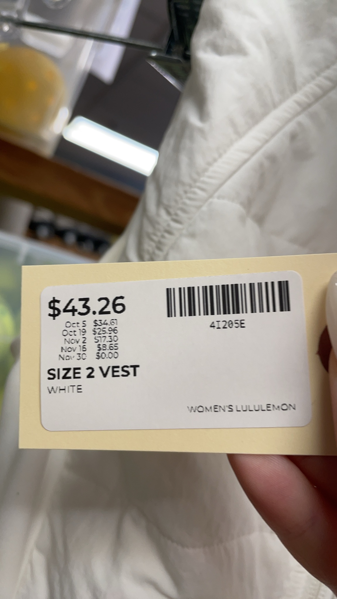 Lululemon Vest Size 2 White