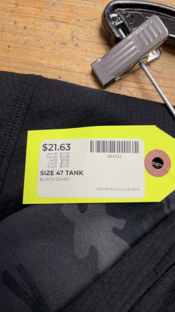 Lululemon Women's Black & Camo Tank Top - Size 4