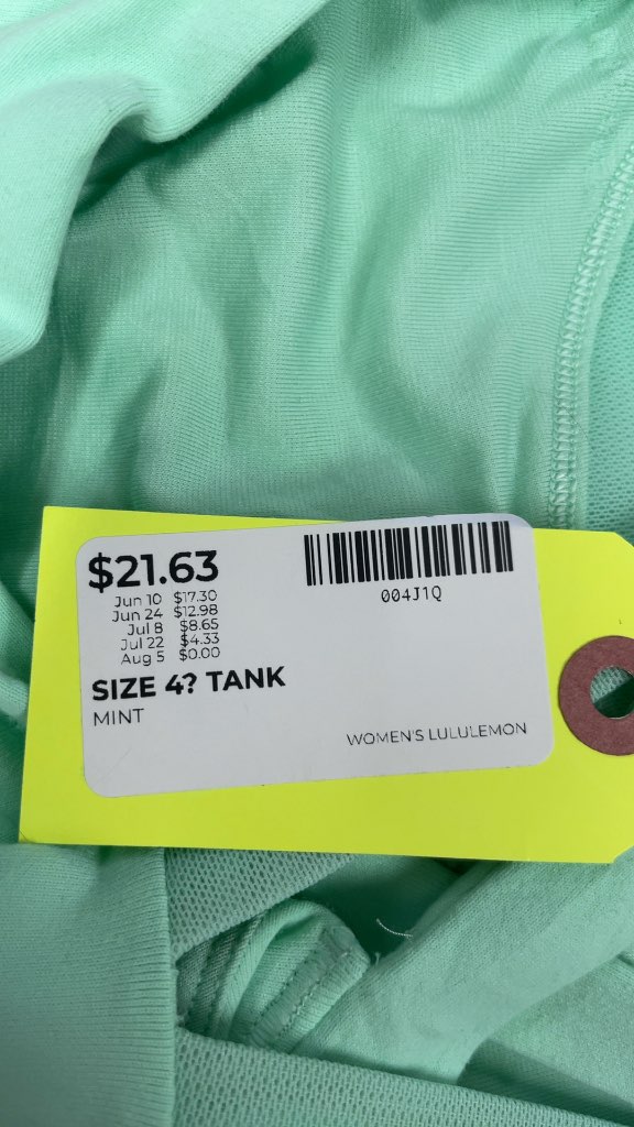Lululemon Women's Mint Green Tank Top - Size 4