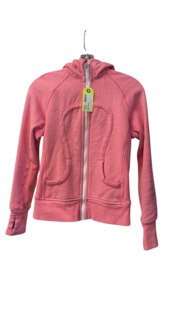 Lululemon Women's Pink Striped Zip-Up Hoodie