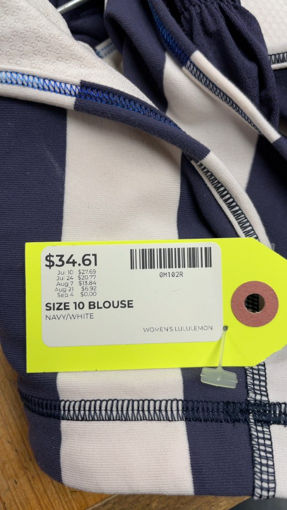 Lululemon Women's Size 10 Navy & White Striped Athletic Tank Top