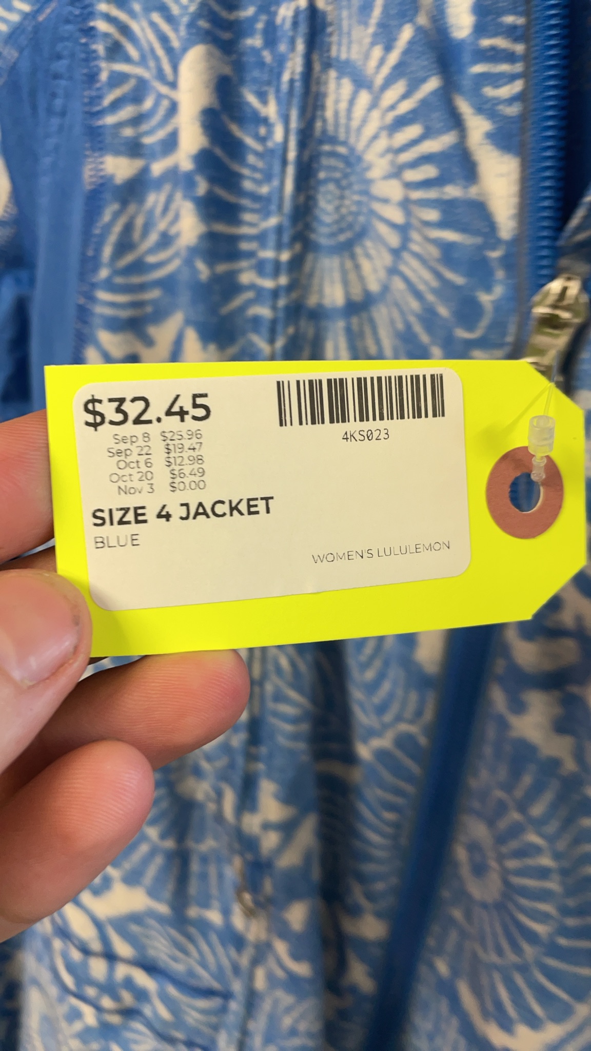 Lululemon Women's Size 4 Blue Patterned Athletic Jacket
