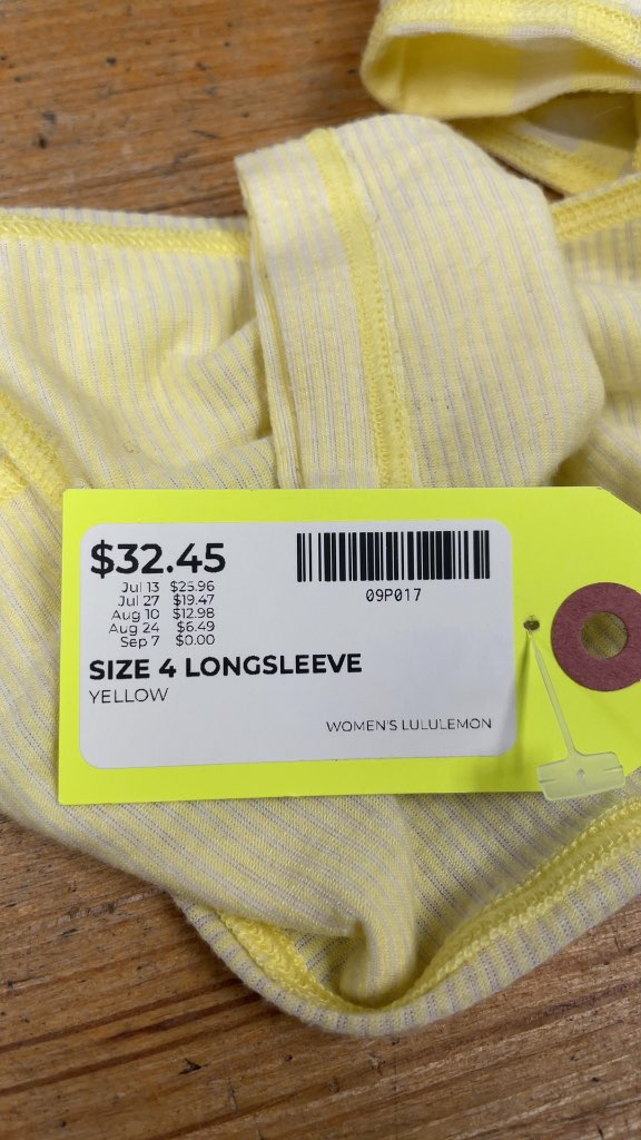 Lululemon Women's Size 4 Long Sleeve Striped Top - Yellow