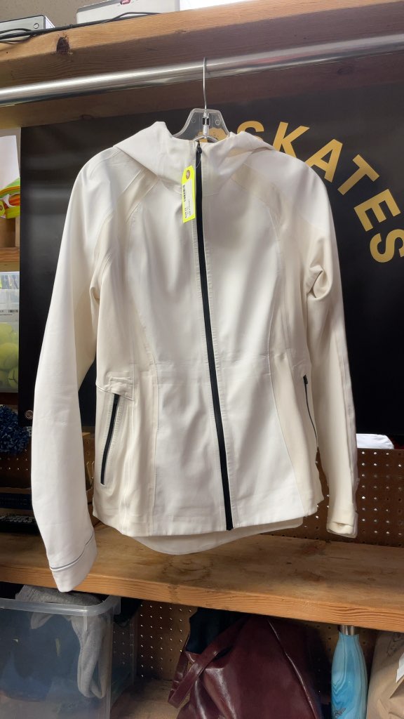 Lululemon Women's White Hooded Athletic Jacket - Size 8