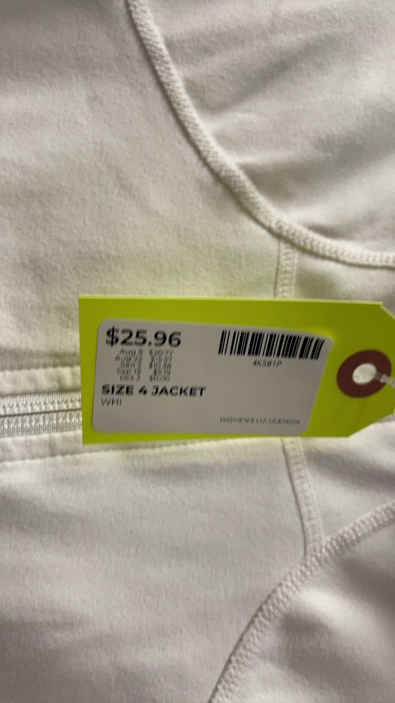 Lululemon Women's White Zip-Up Jacket - Size 4