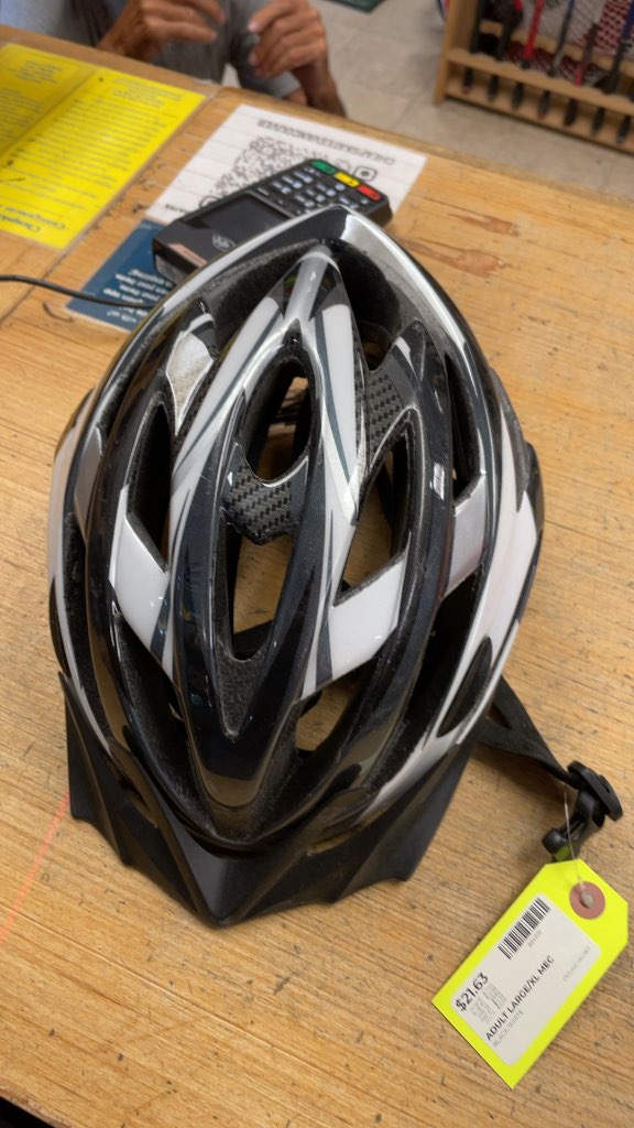 MEC Adult Large/XL Cycling Helmet - Black/White