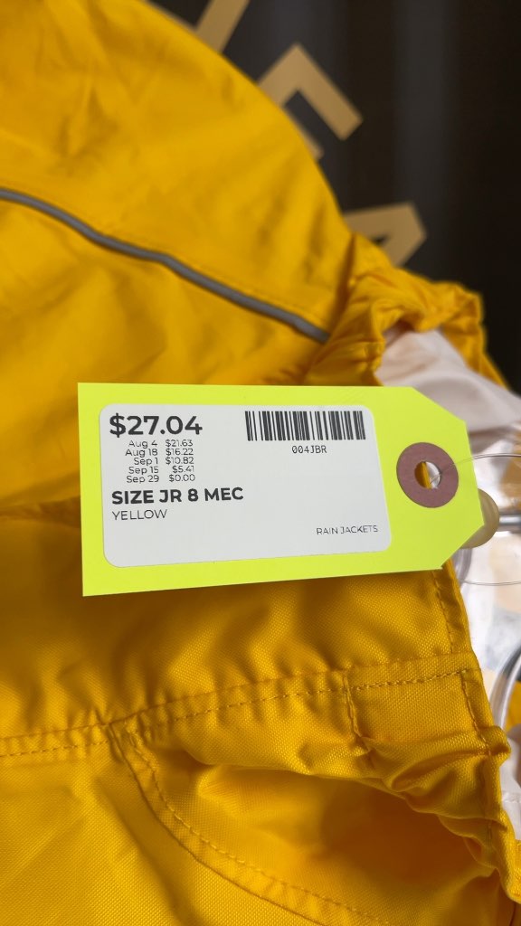 MEC Junior 8 Yellow Rain Jacket