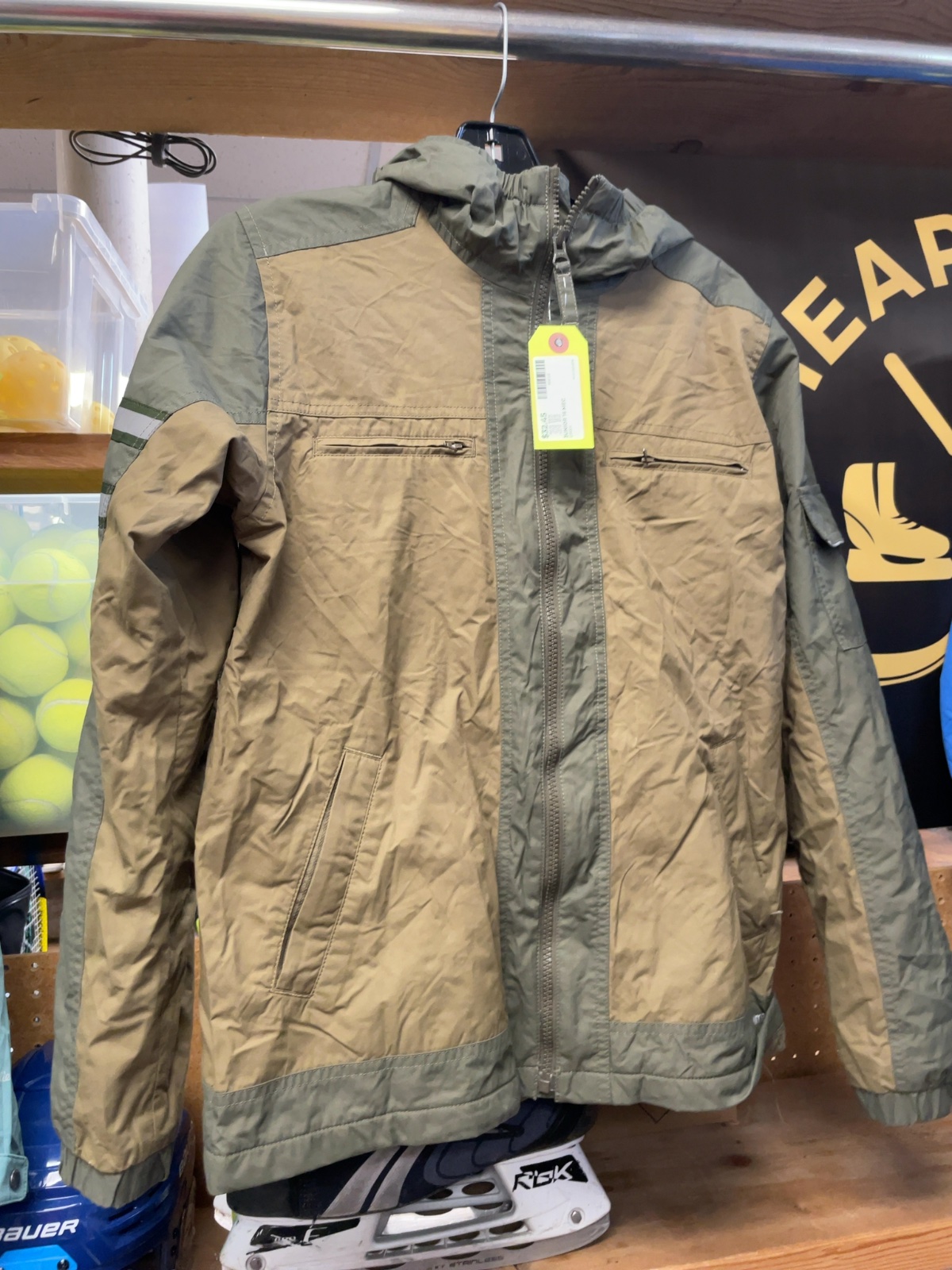MEC Rain Jacket Junior 16 Two-Tone Green/Tan