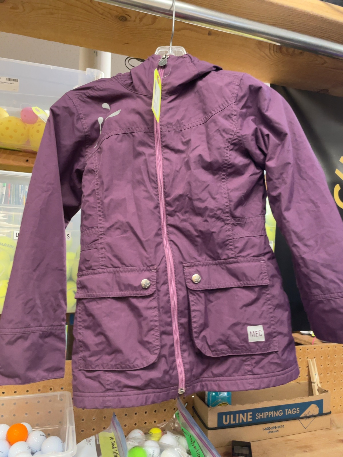 MEC Rain Jacket Junior 8/10 Purple Lined