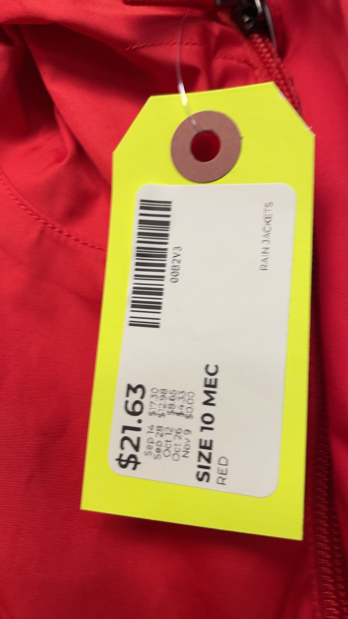 MEC Rain Jacket Size 10 Red