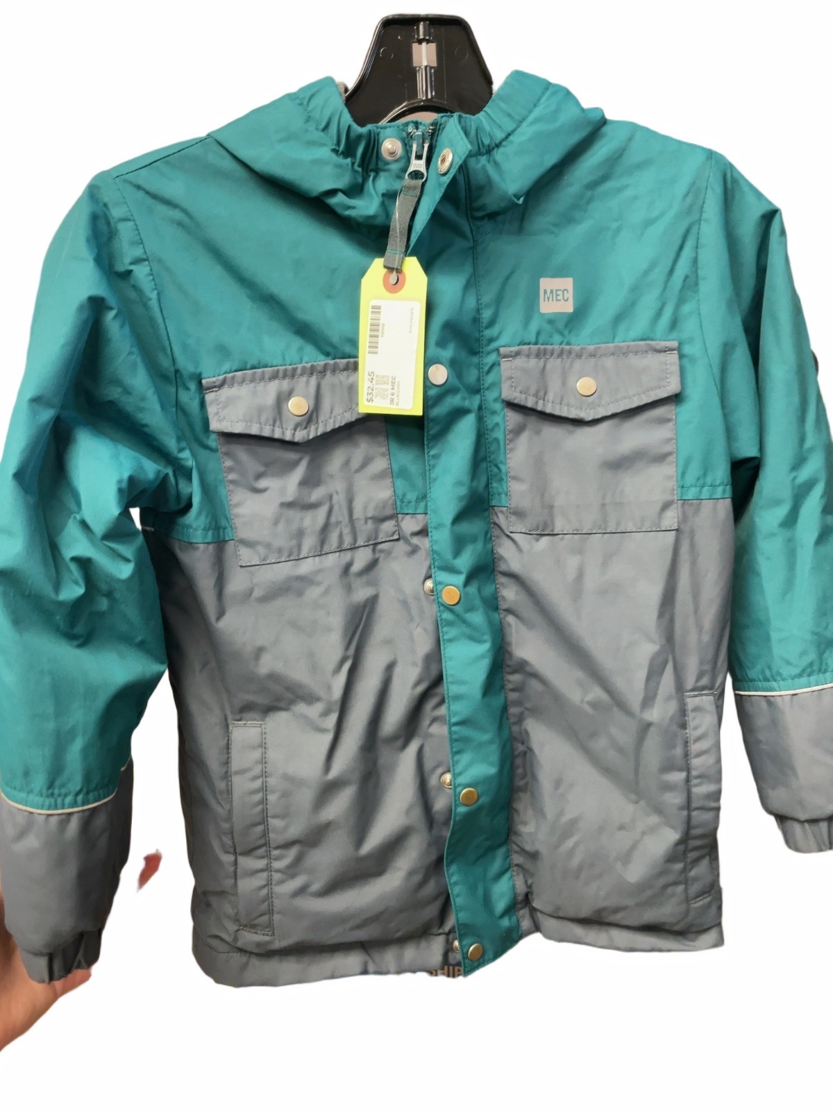 MEC Rain Jacket Size 6 Blue/Grey - image 1