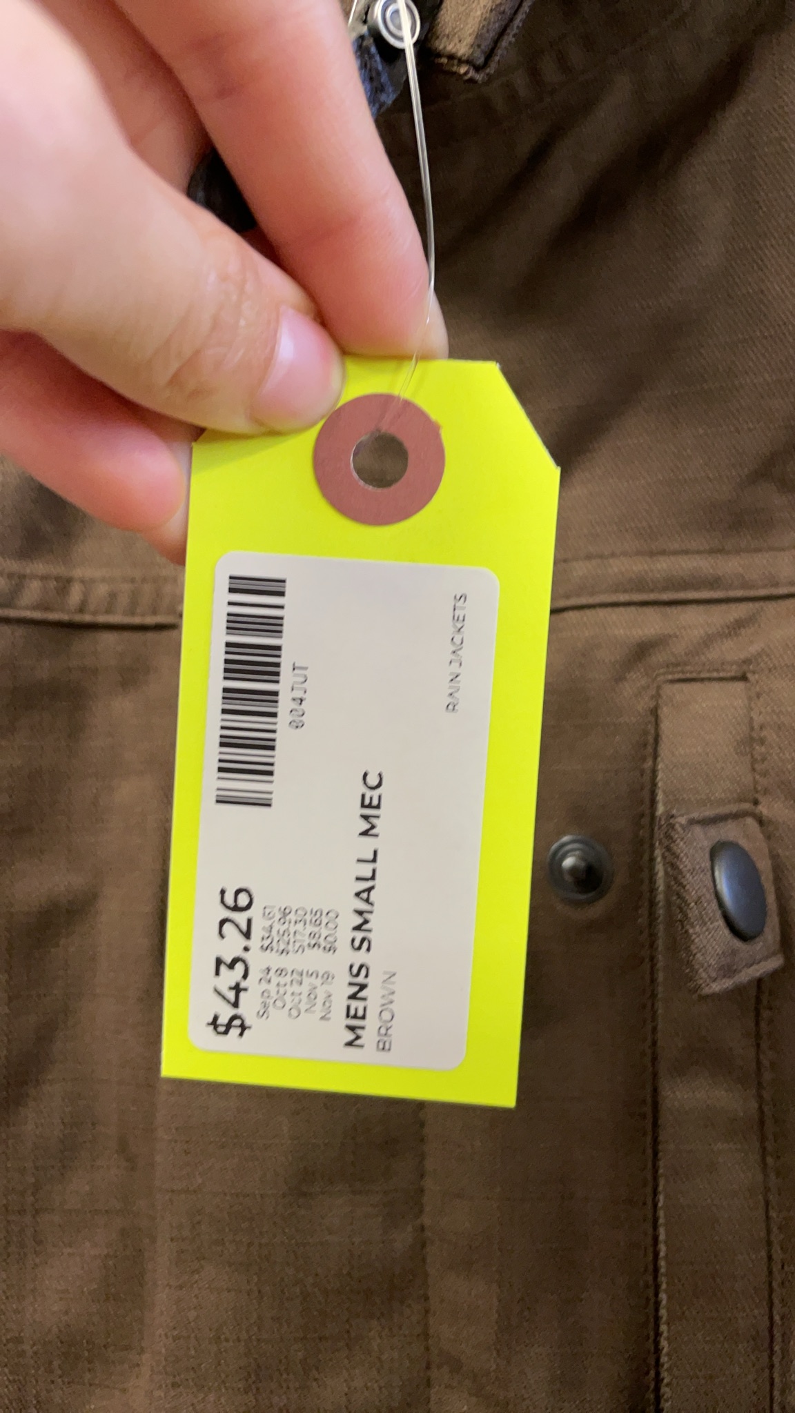 MEC Rain Jacket Small Brown