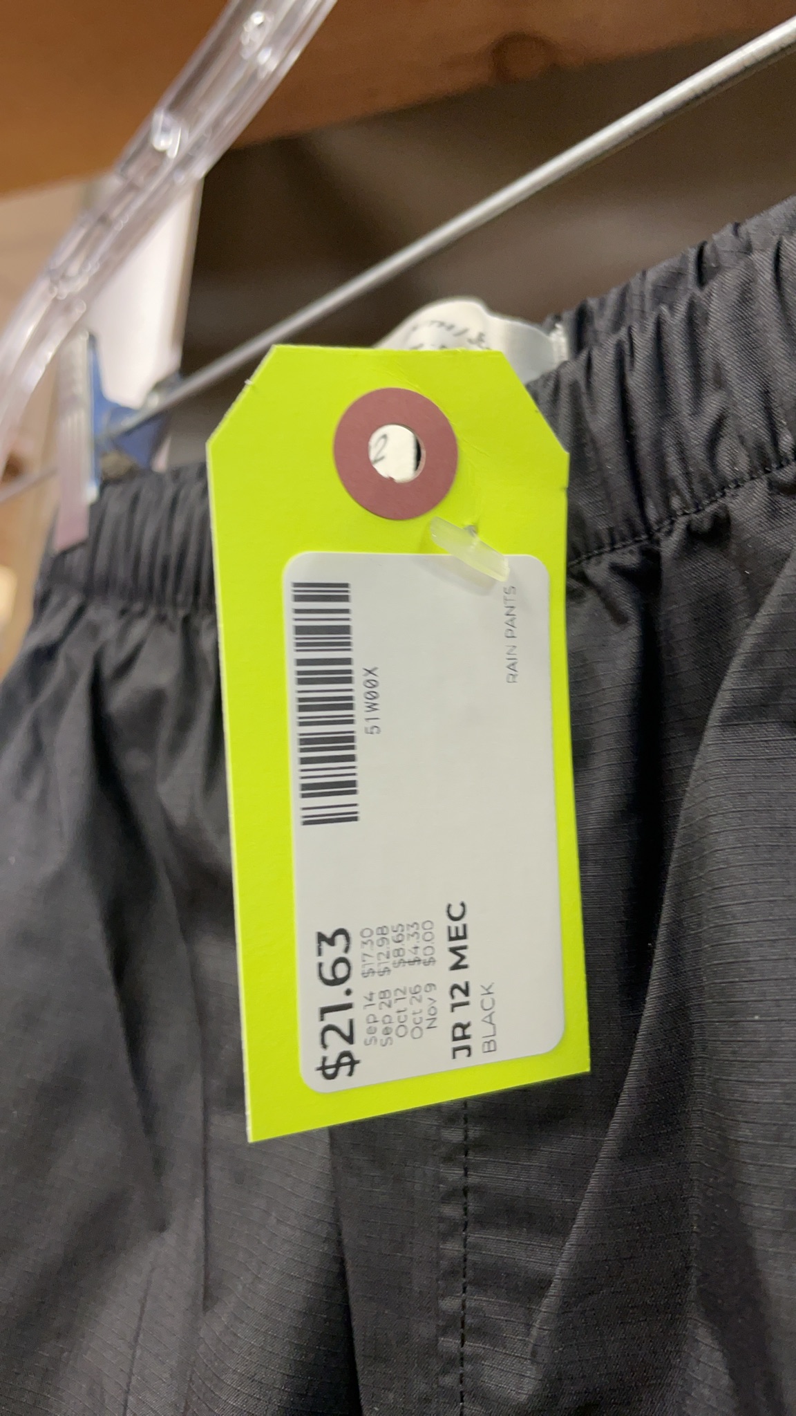 MEC Rain Pants JR 12 Black