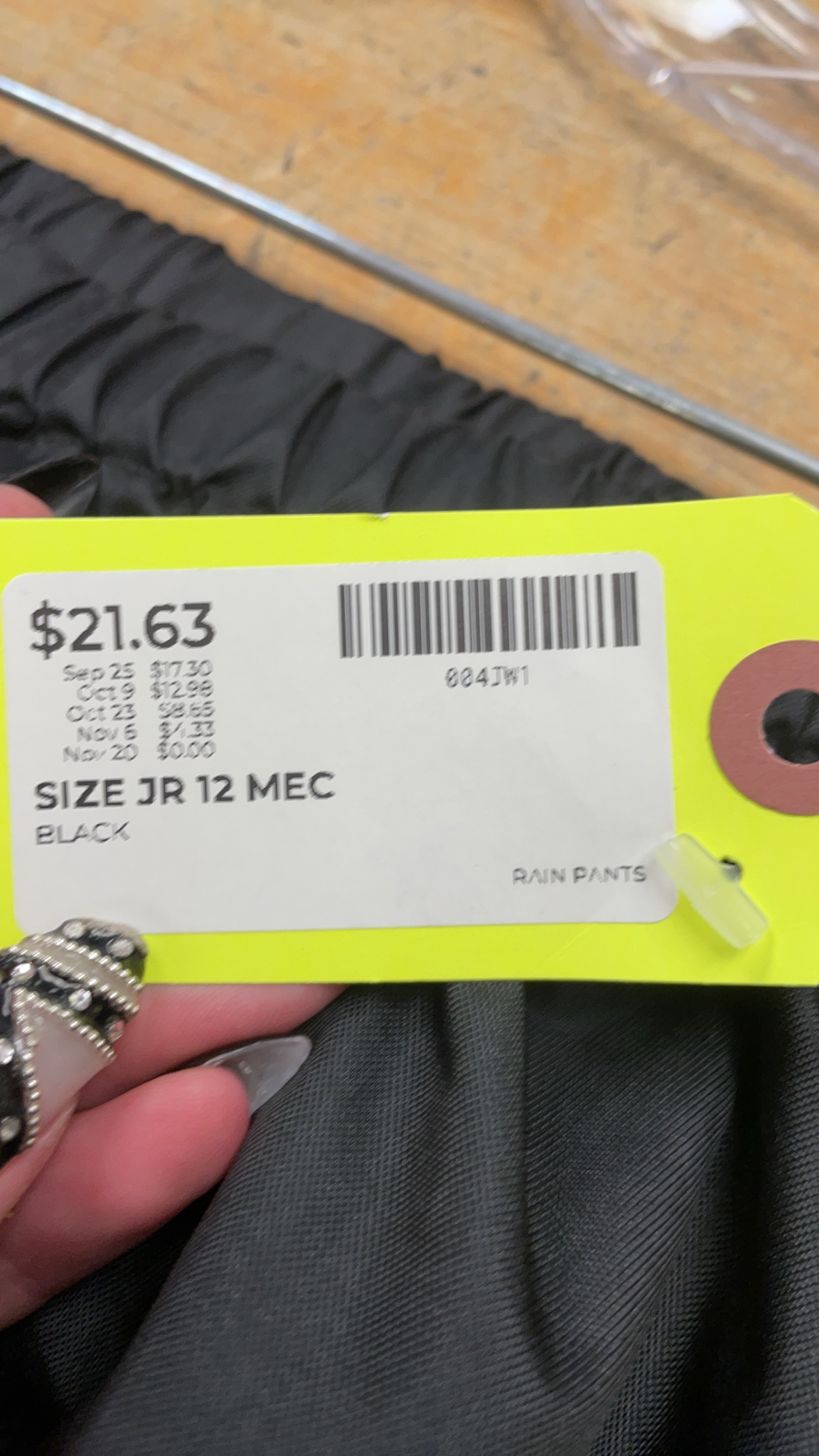 MEC Rain Pants JR 12 Black