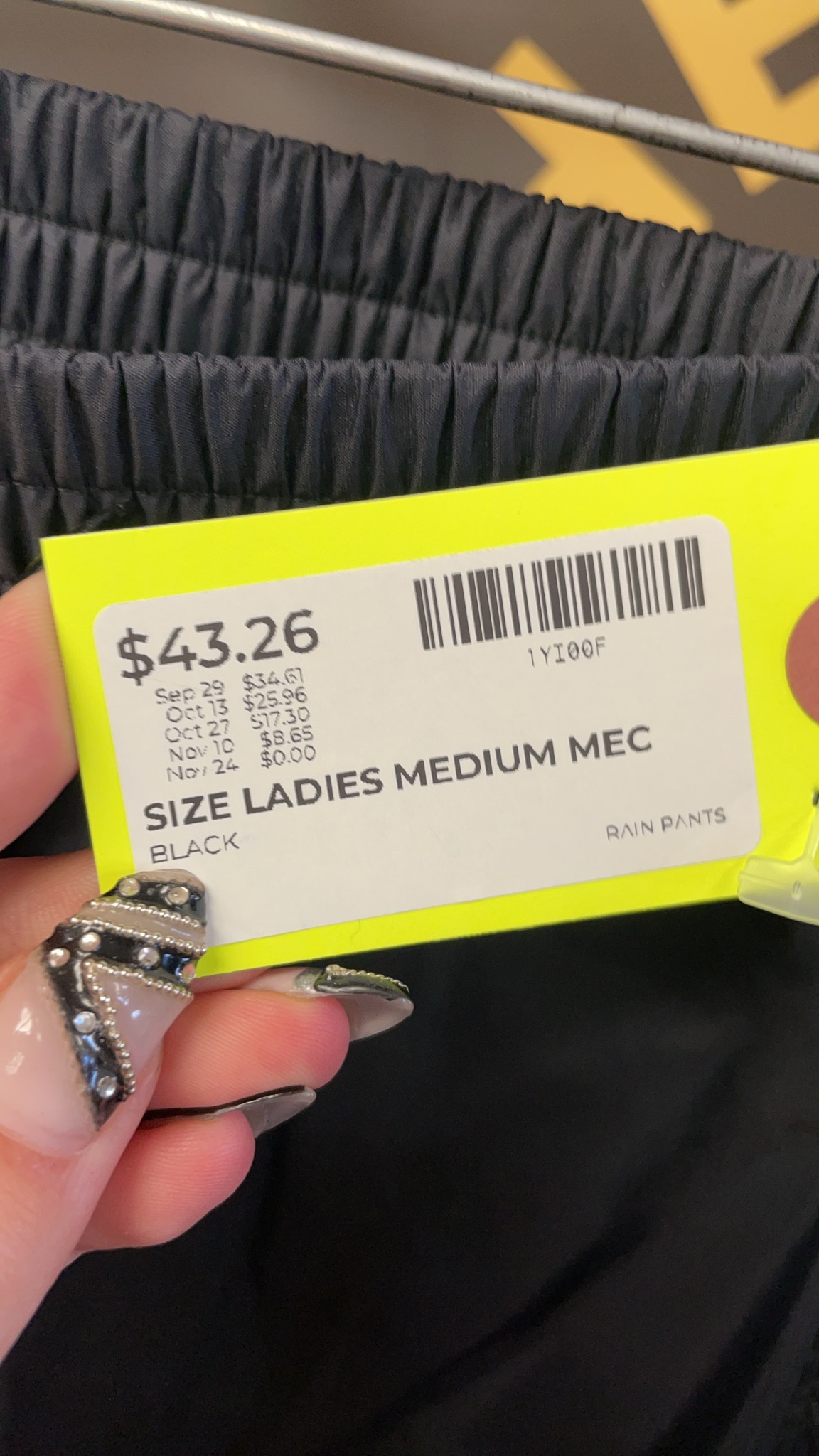 MEC Rain Pants Ladies Medium Black