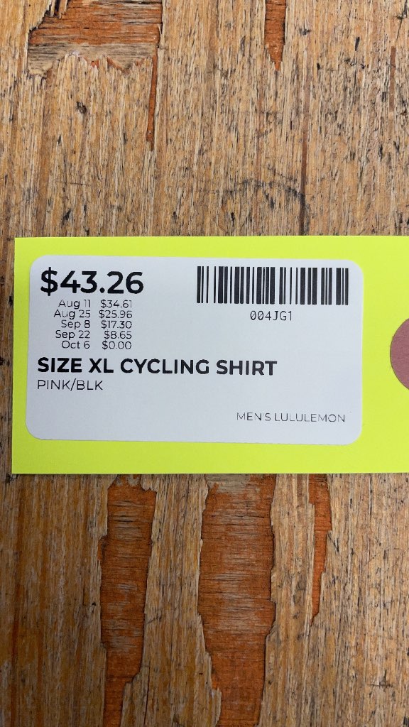 Men's Lululemon Cycling Shirt - Pink/Black Tie-Dye - Size XL