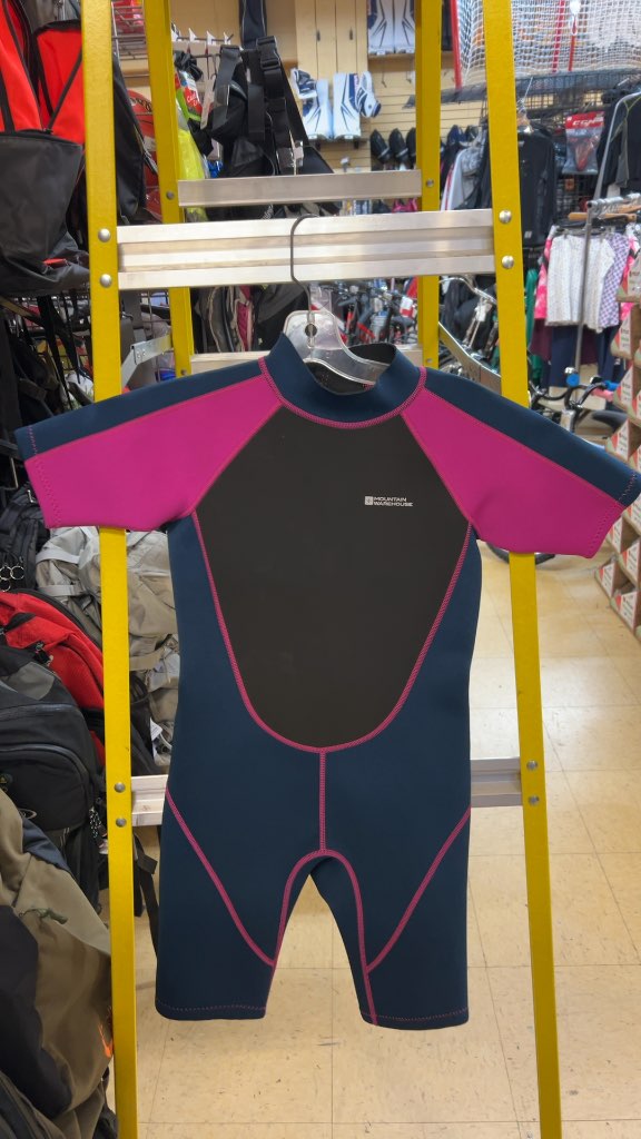 Mountain Warehouse Beach Junior Shorty Wetsuit Navy/Pink Good Condition 11-12 Yrs