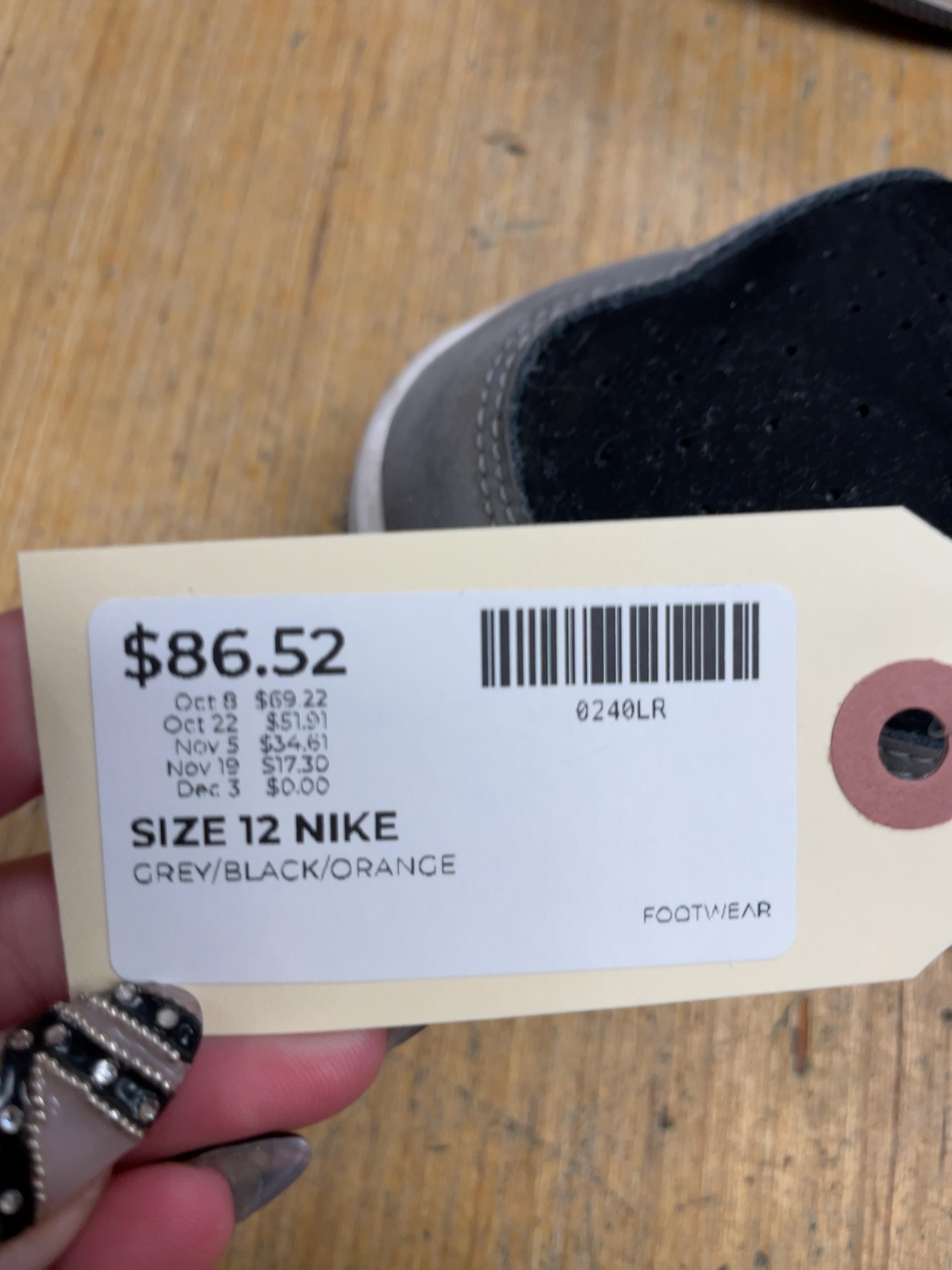 Nike Air Jordan 1 Low Size 12 Grey/Black/Orange