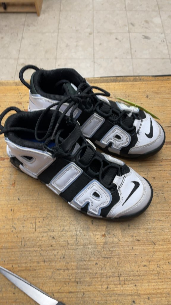 Nike Air More Uptempo Basketball Shoes - White/Black - Size 3