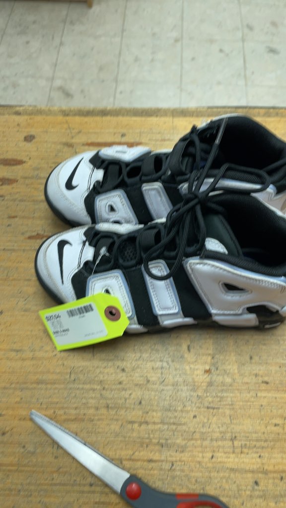 Nike Air More Uptempo Basketball Shoes - White/Black - Size 3