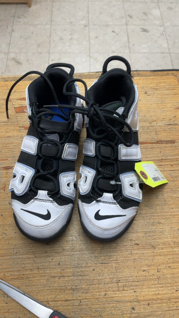 Nike Air More Uptempo Basketball Shoes - White/Black - Size 3