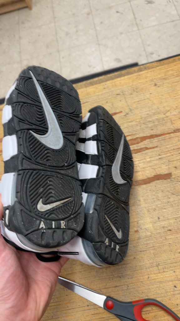 Nike Air More Uptempo Basketball Shoes - White/Black - Size 3