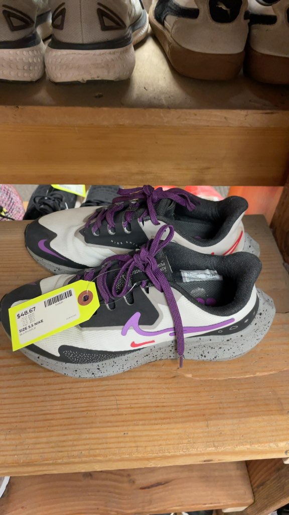 Nike Air Pegasus Shield Running Shoes - Black/Purple - Size 5.5