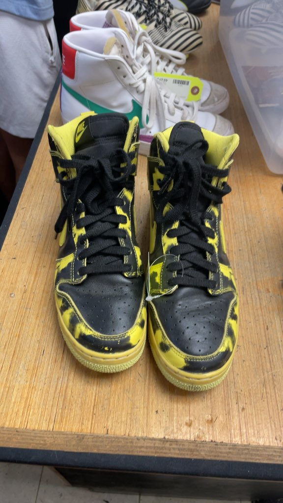 Nike Dunk High Black Acid Wash Yellow Sneakers