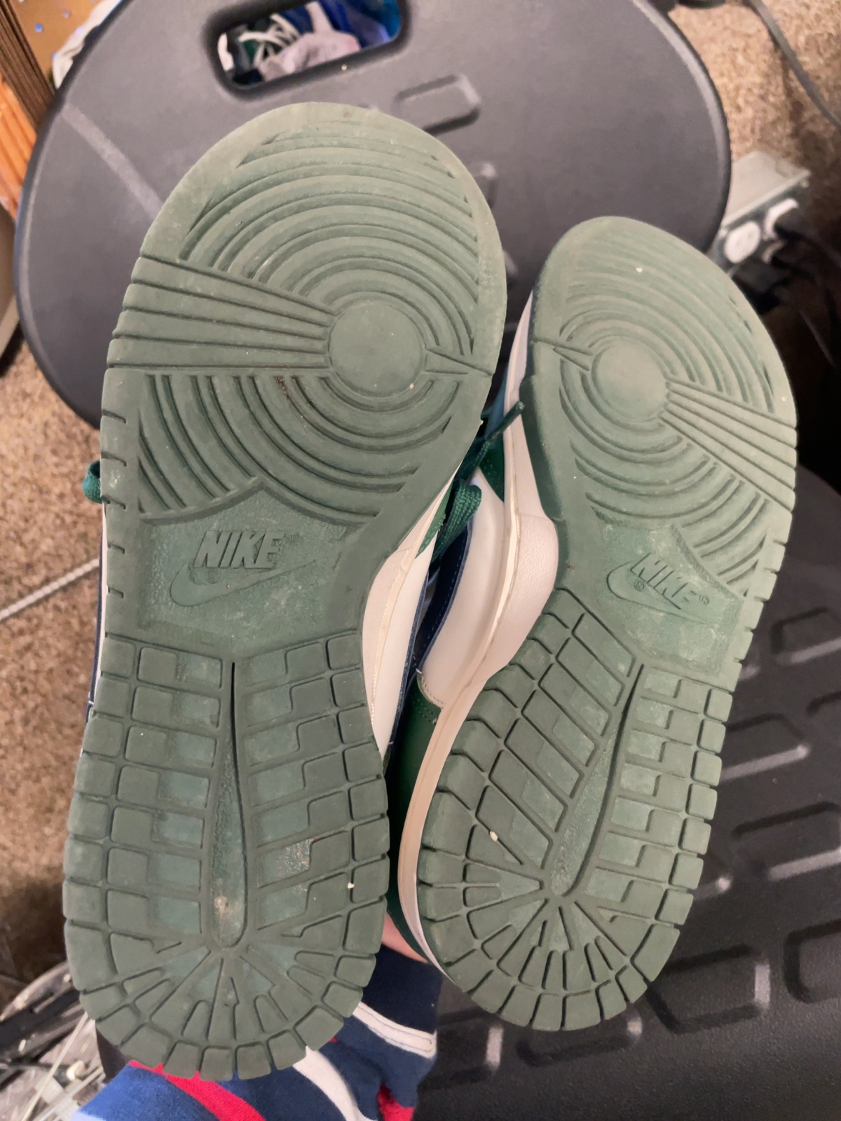 Nike Dunk Low Sneakers - Green/White/Navy - Size 7.5