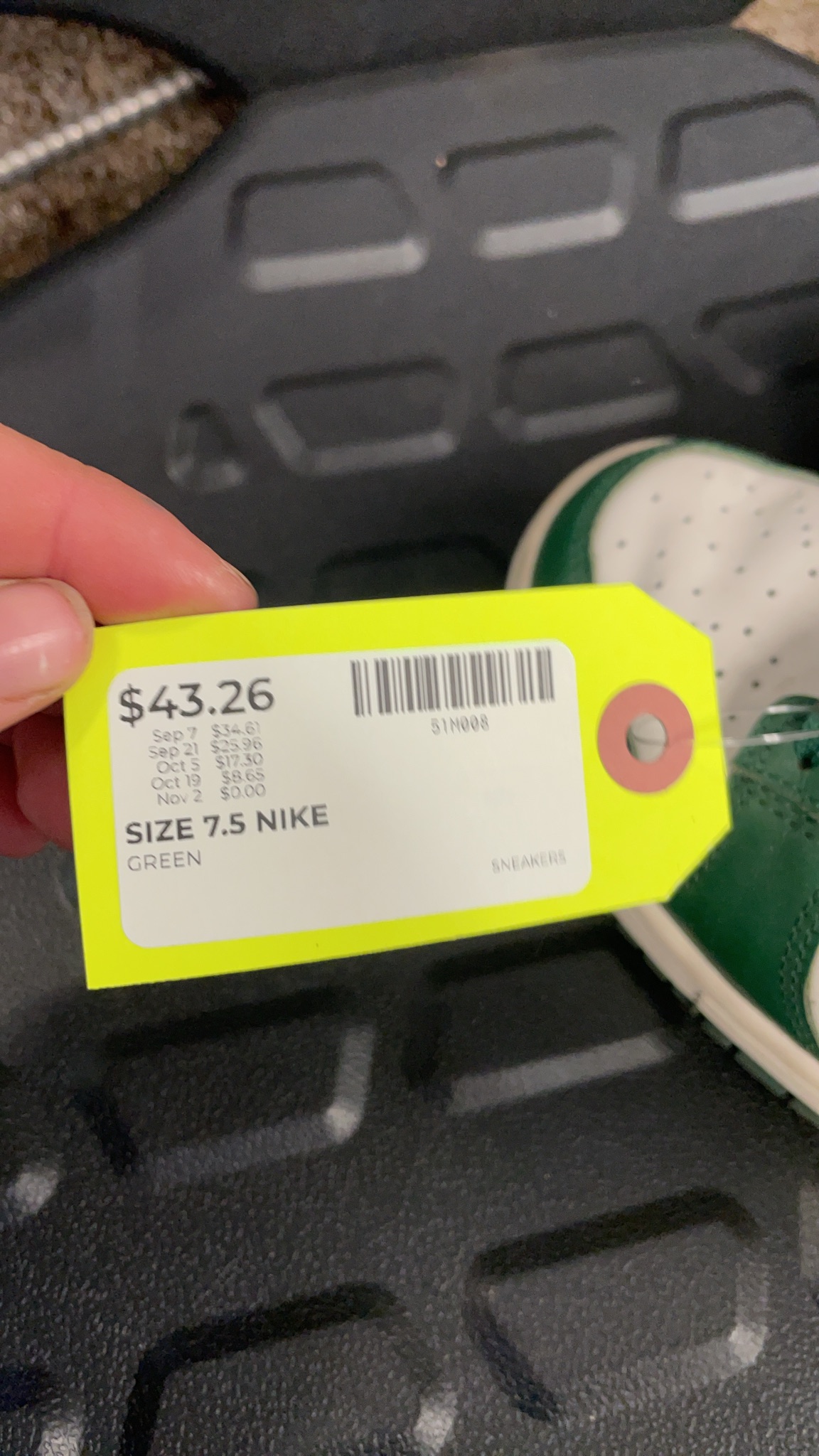 Nike Dunk Low Sneakers - Green/White/Navy - Size 7.5