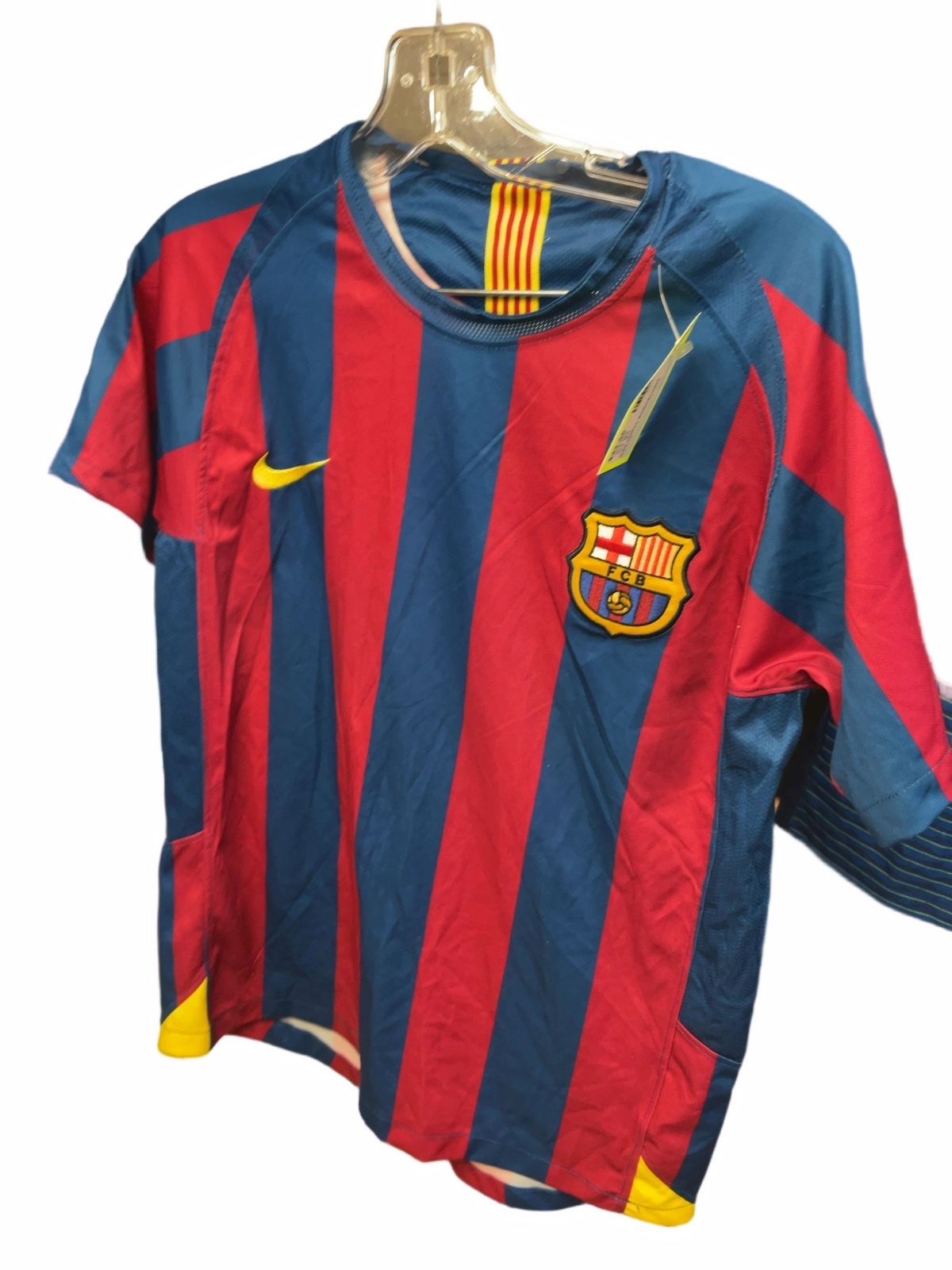 Nike FC Barcelona Soccer Jersey Size S Red/Blue Stripes - image 1