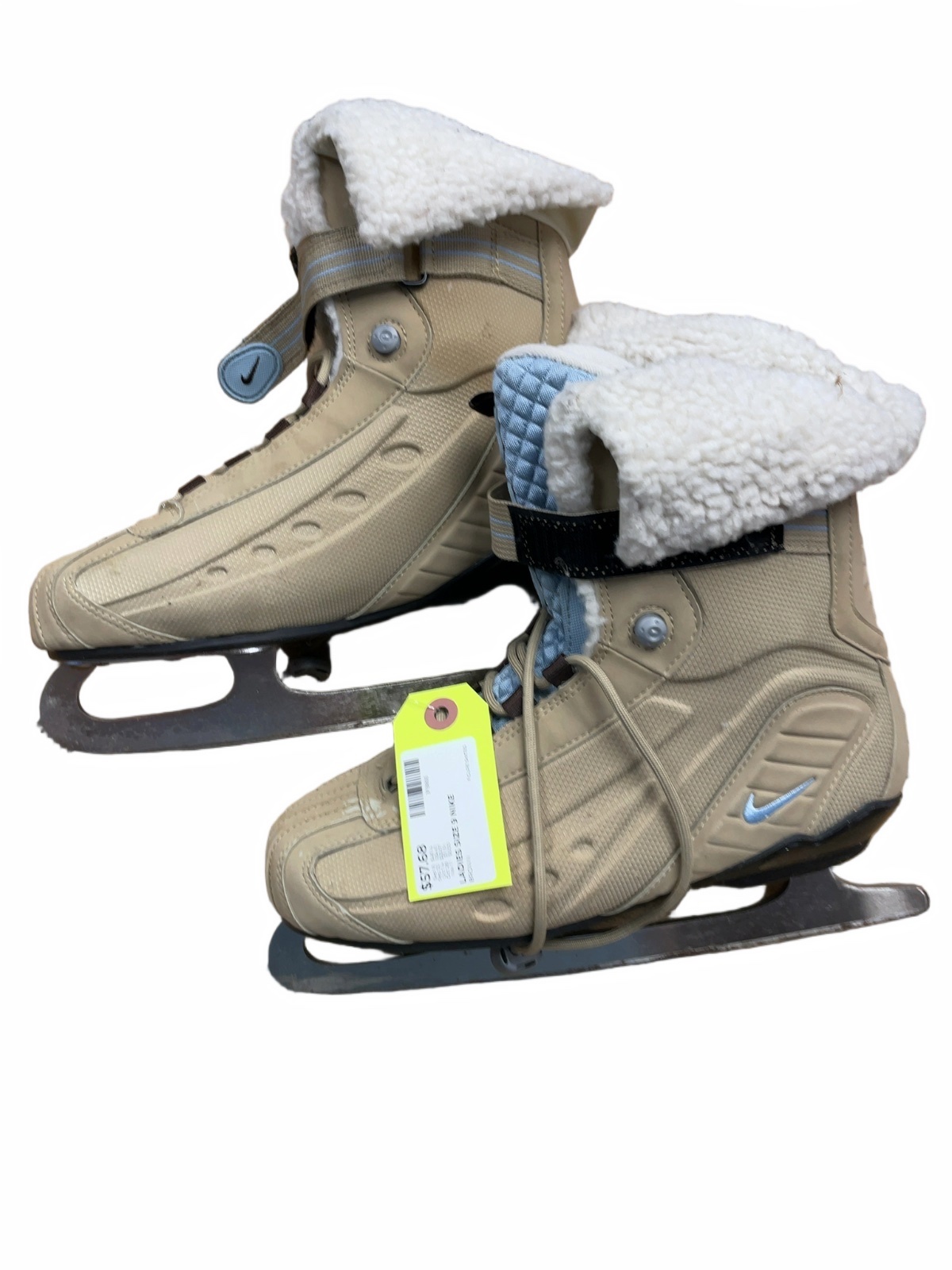 Nike Figure Skates Size 9 Women's Fleece Lined Tan - image 1