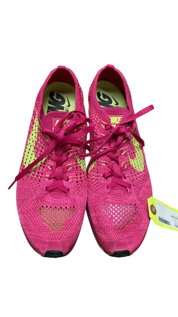 Nike Flyknit Racer Running Shoes - Pink/Yellow - Size 9 - image 1