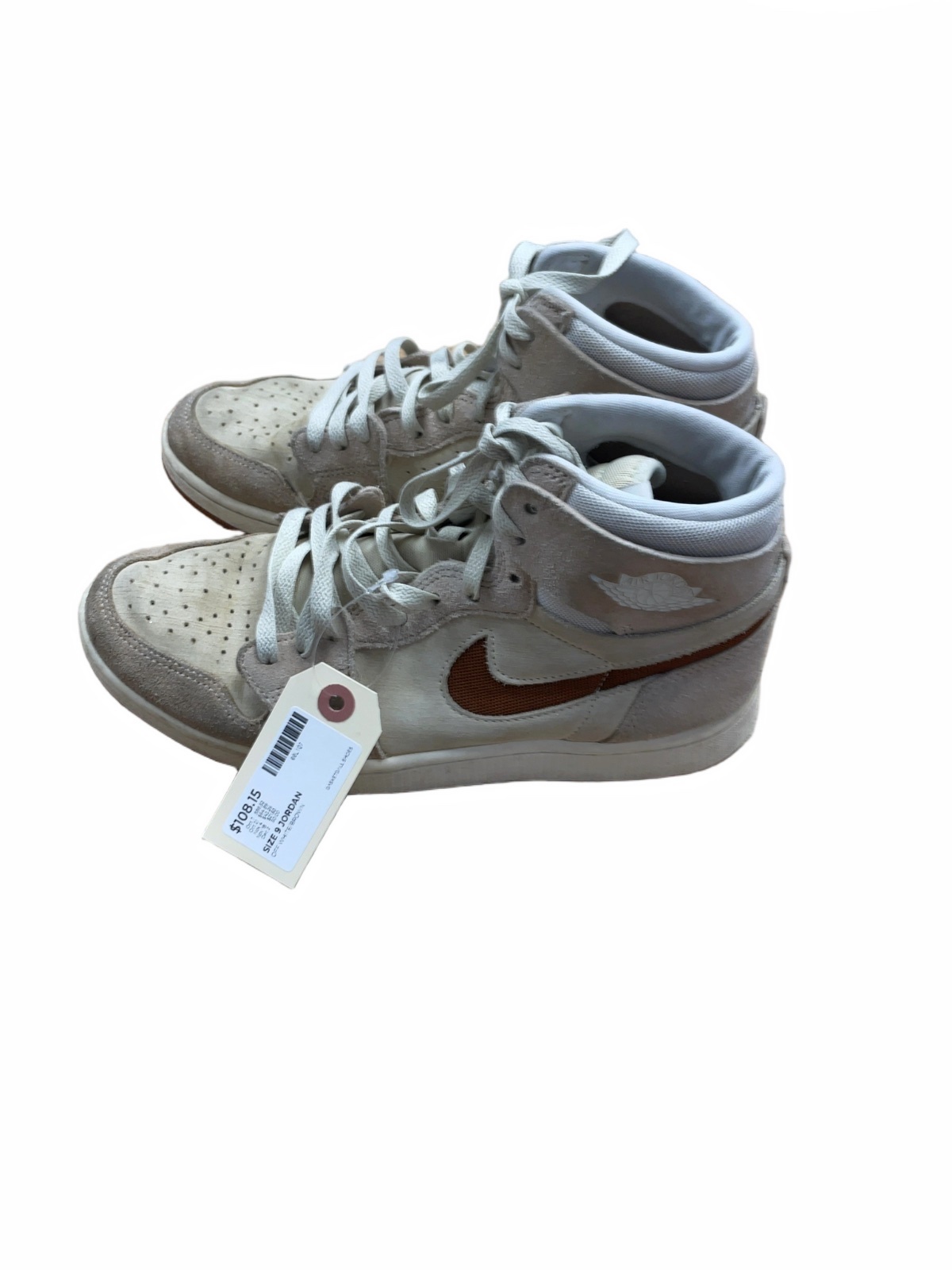 Nike Jordan Size 9 Off White/Brown Basketball Shoes