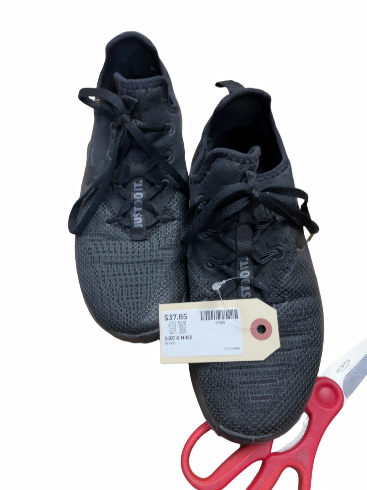 Nike Just Do It Size 6 Black Sneakers - image 1