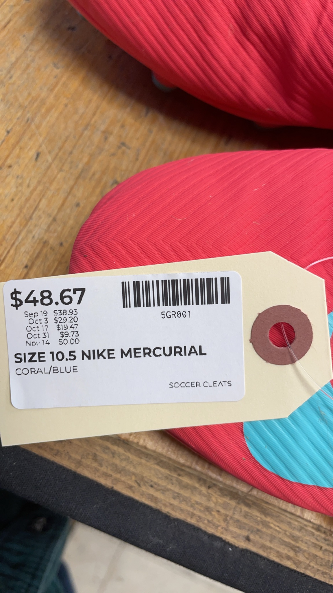 Nike Mercurial Size 10.5 Coral/Blue Soccer Cleats